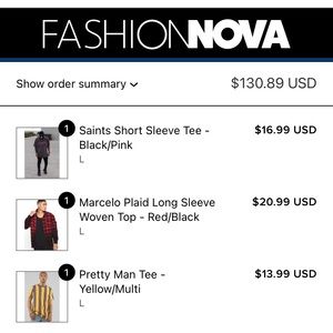 Five different men’s Fashion Nova Pieces